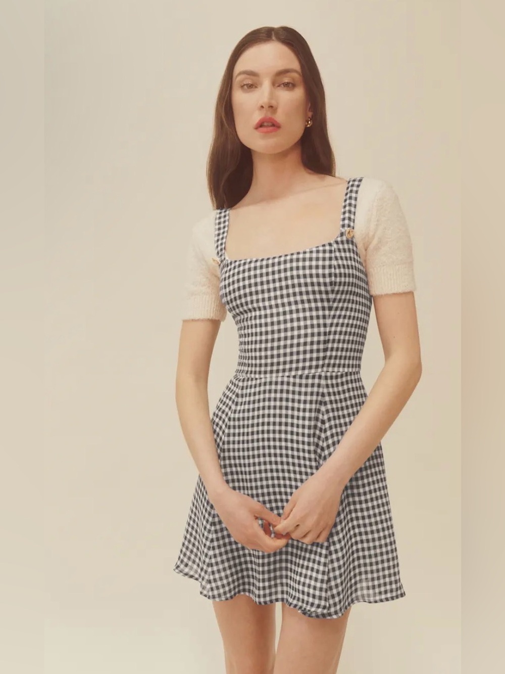 Reformation Tai Mini Dress Size 6 Smocked Back Scoop Neck Sundress